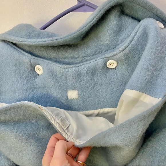 RARE Vintage 1980s Hudson's Bay 100% Wool Powder Blue Jacket - Picture 4 of 8